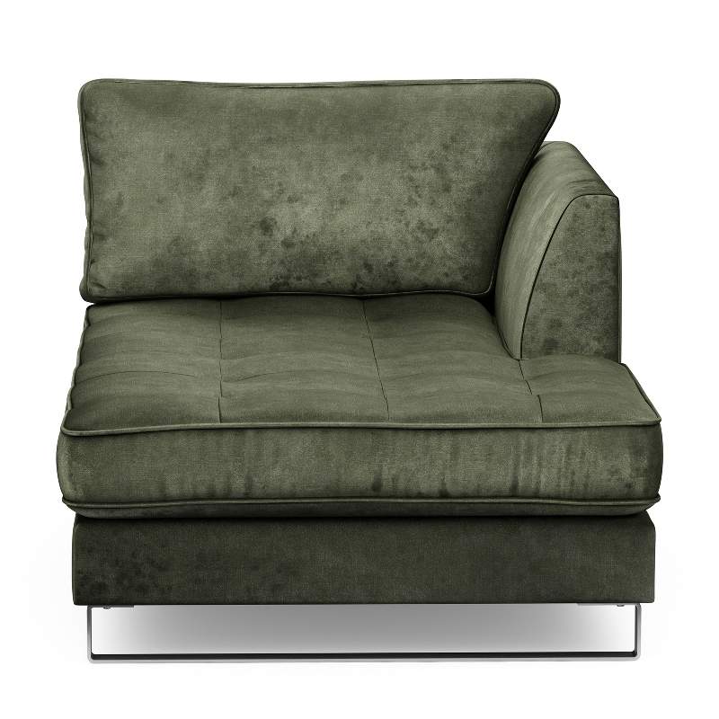 West Houston Chaise Longue Right, velvet, ivy