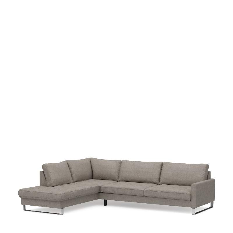 West Houston Corner Sofa Chaise Longue Left, cotton, stone