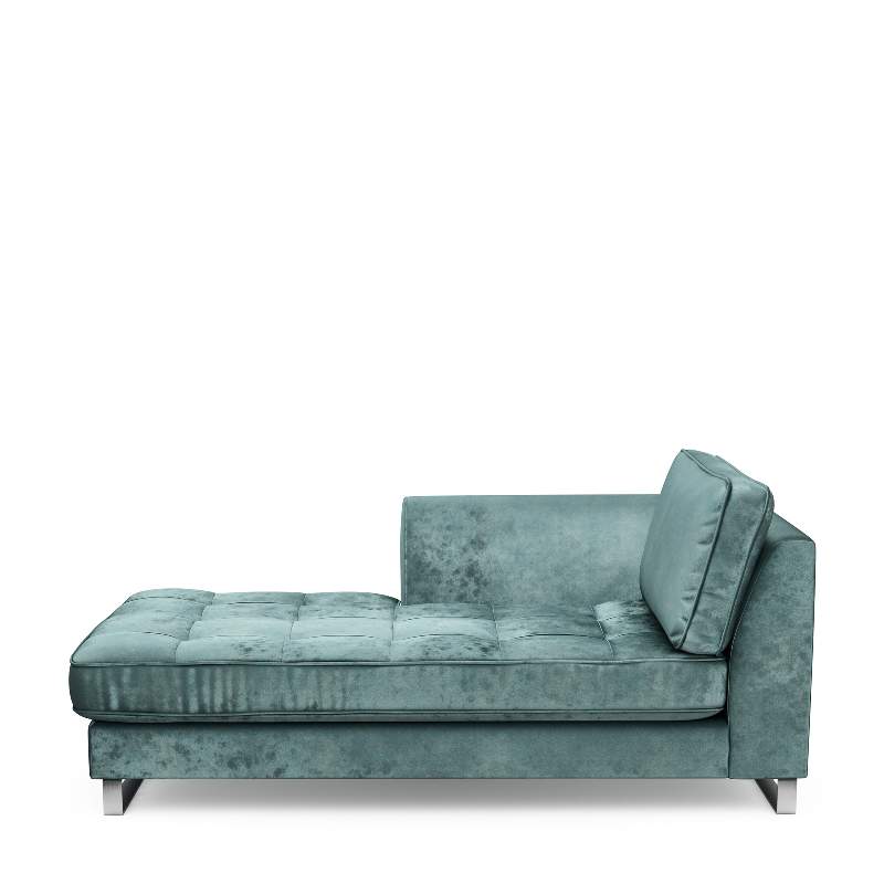 West Houston Chaise Longue Left, velvet, mineral blue