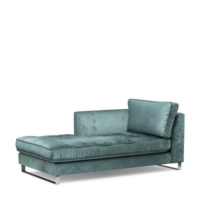 West Houston Chaise Longue Left, velvet, mineral blue