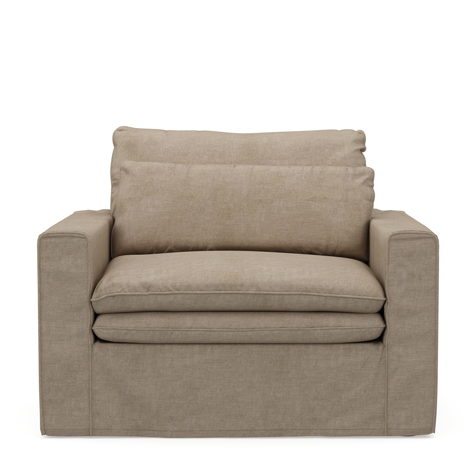 Continental Love Seat, washed cotton, natural