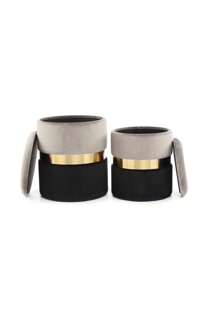 Hocker Zora 125 2-er Set Grau / Gold / Schwarz