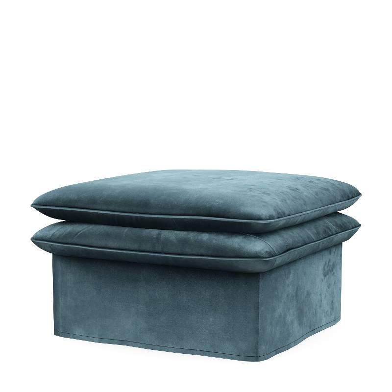 Continental Footstool 105x90, velvet, petrol