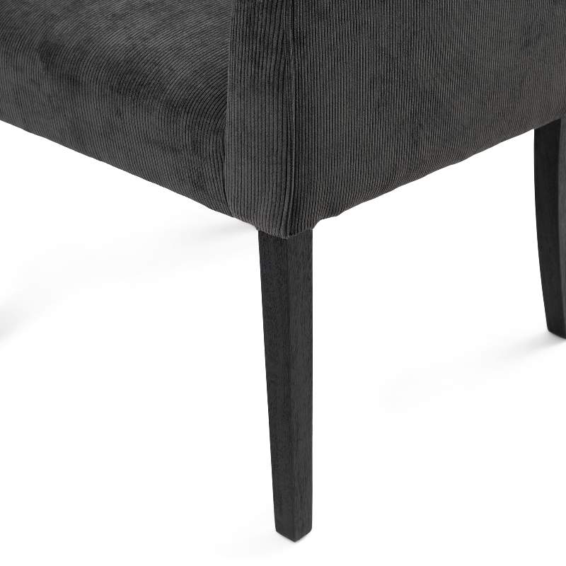 Savile Row Dining Armchair Black Leg, italian rib, mocha