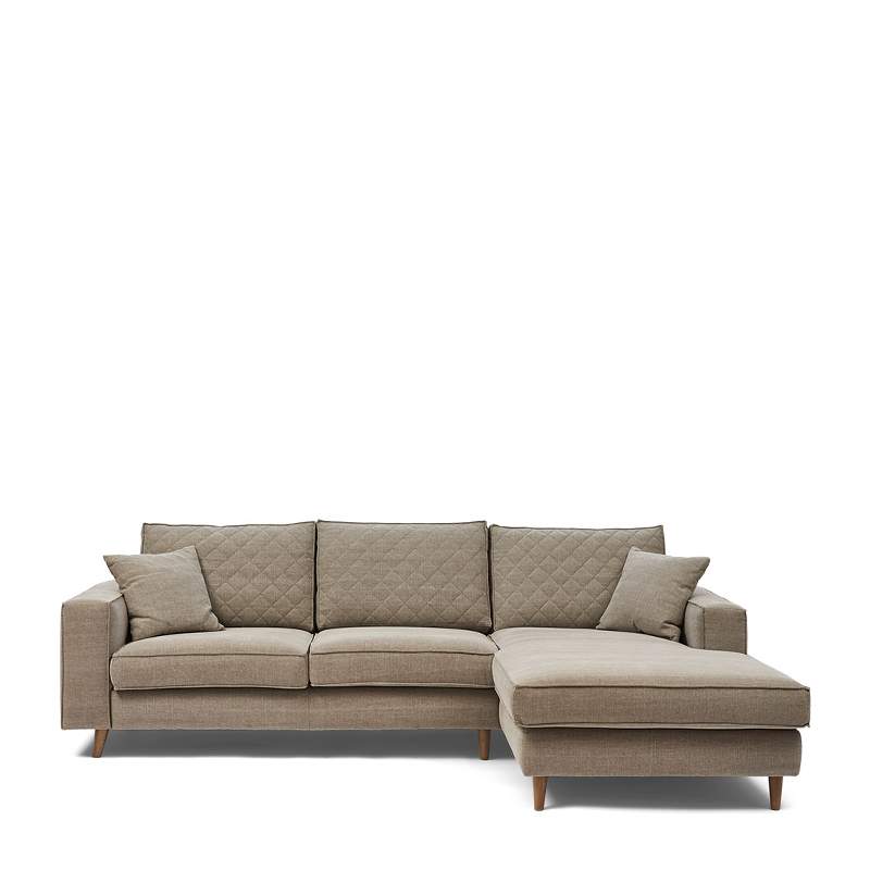 Kendall Sofa with Chaise Longue Right, washed cotton, stone