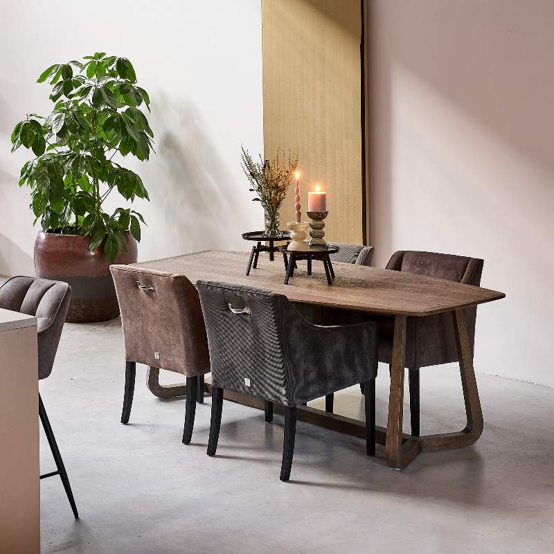 Savile Row Dining Armchair Black Leg, italian rib, mocha Savile Row Dining Armchair Black Leg, italian rib, mocha