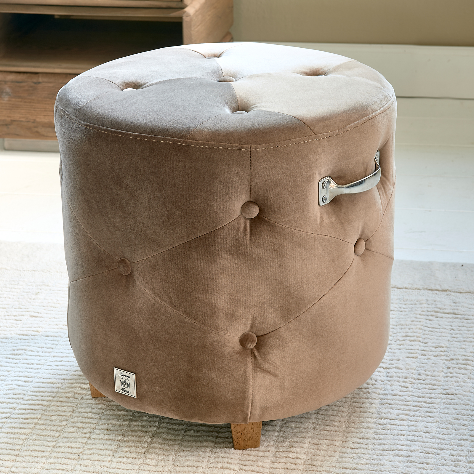 Bowery Footstool, velvet III, golden mink