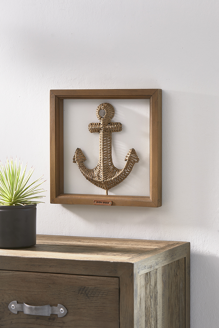 Rustic Rattan Anchor Wall Decoration