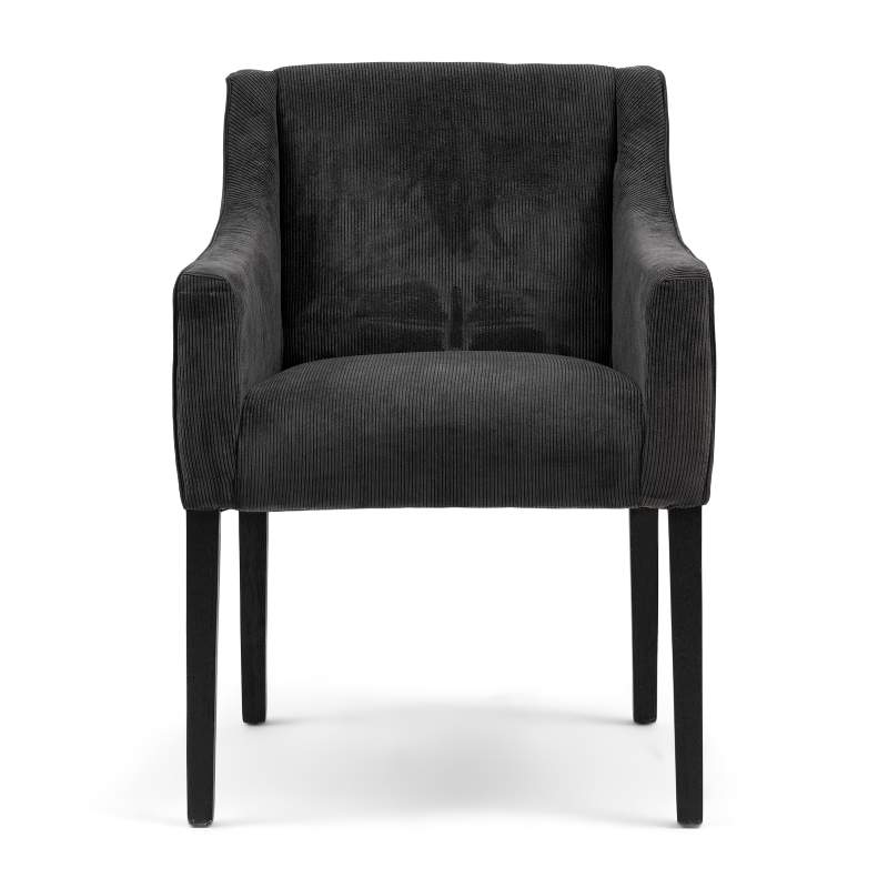 Savile Row Dining Armchair Black Leg, italian rib, mocha