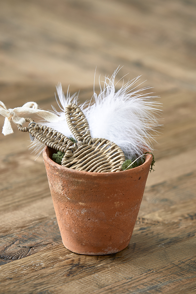 Rustikales Rattan-Osterhasen-Ornament