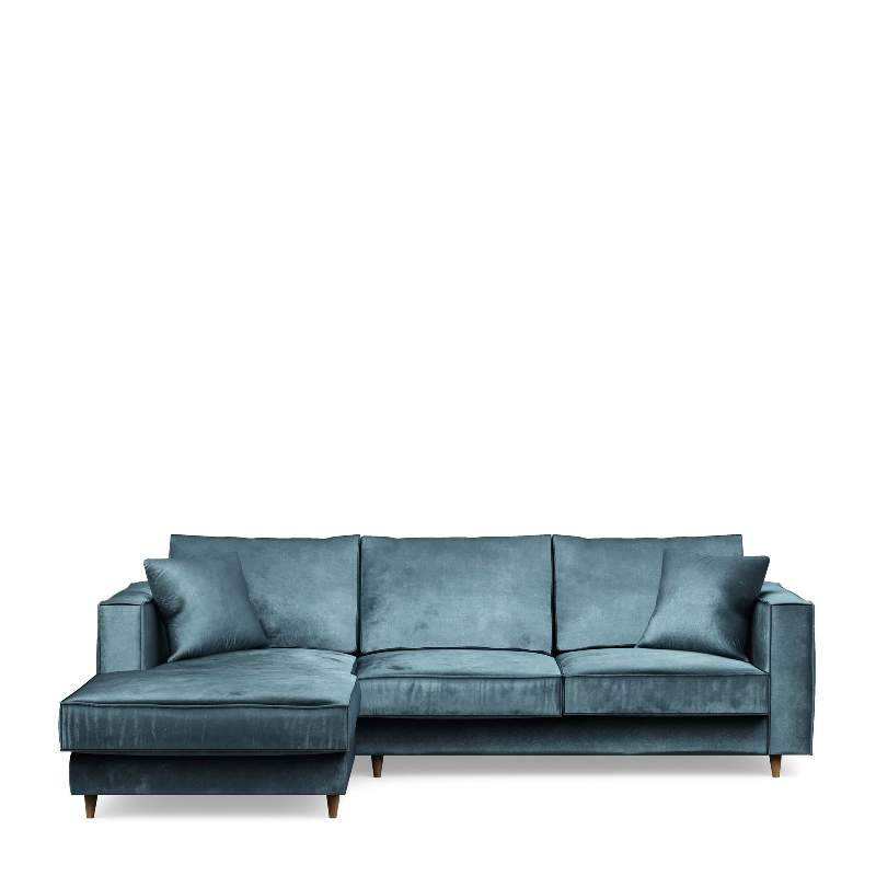 Kendall Sofa With Chaise Longue Left, velvet, petrol