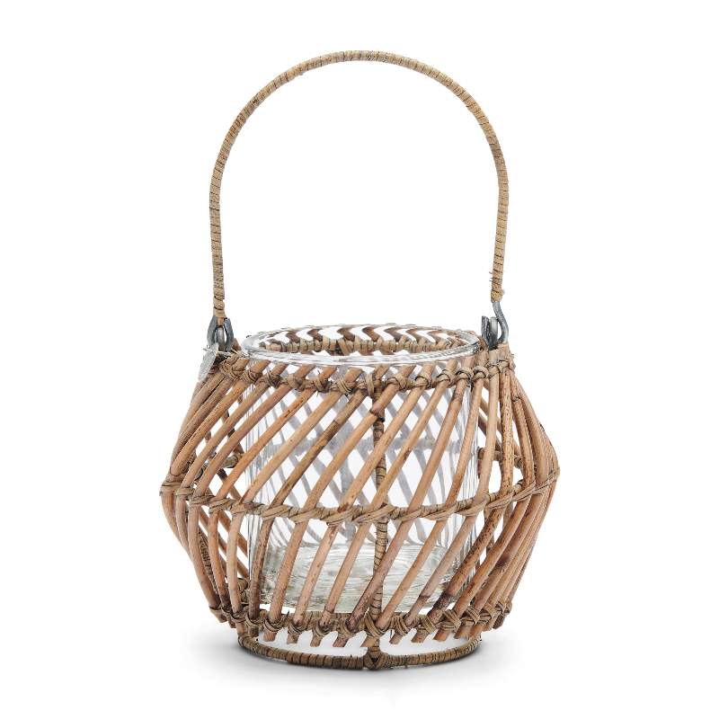 Rustic Rattan Diagonal Weave Votive