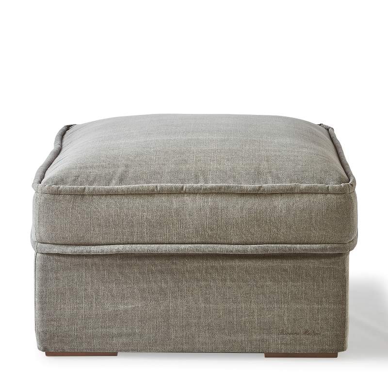 Metropolis Footstool, washed cotton, stone Metropolis Footstool, washed cotton, stone