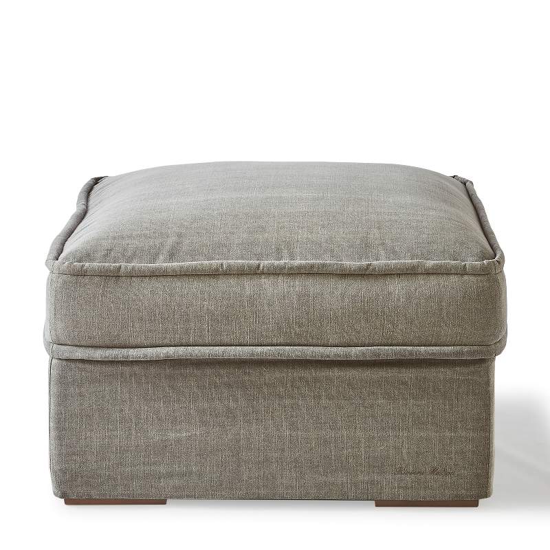 Metropolis Footstool, washed cotton, stone