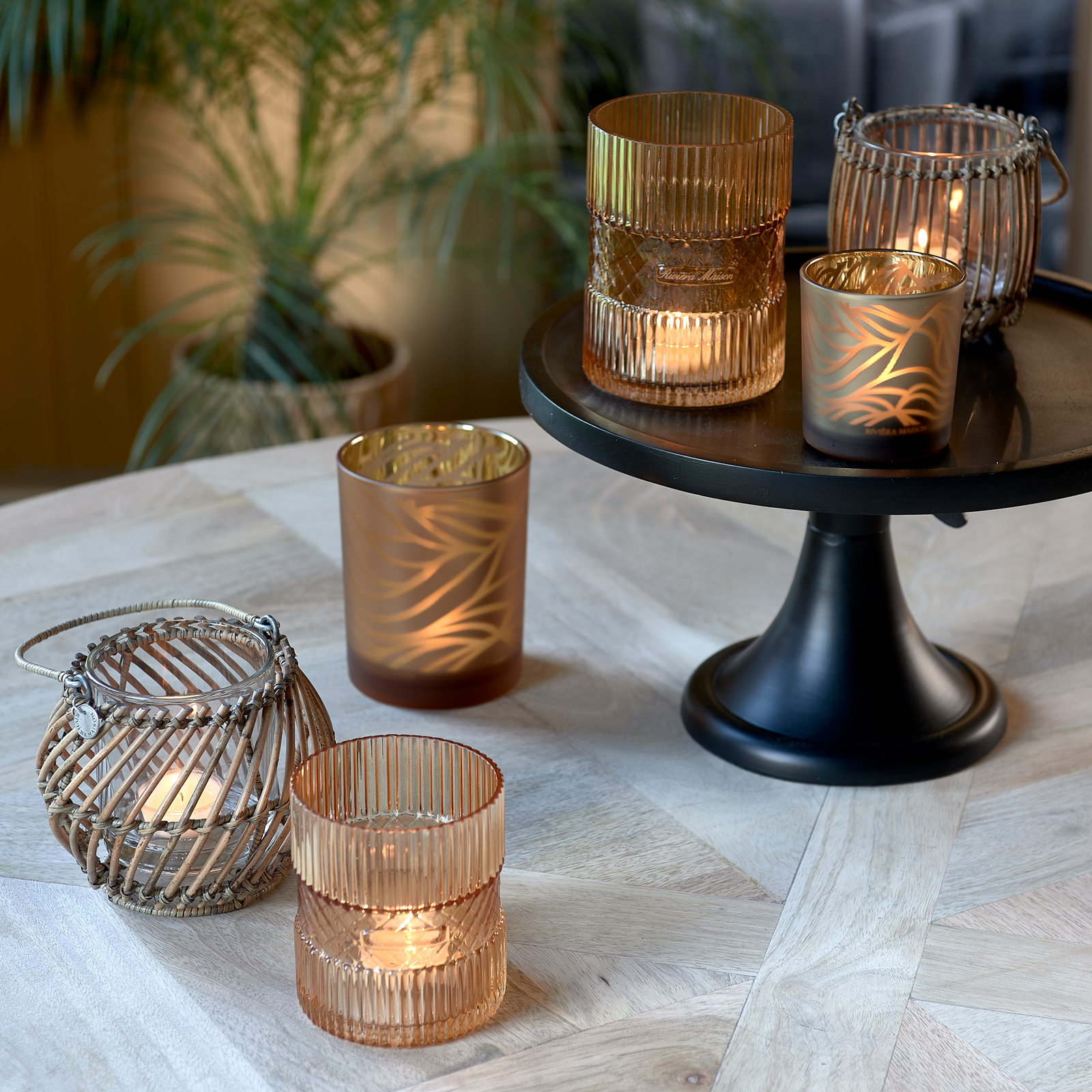 Rustic Rattan Vertical Weave Votive