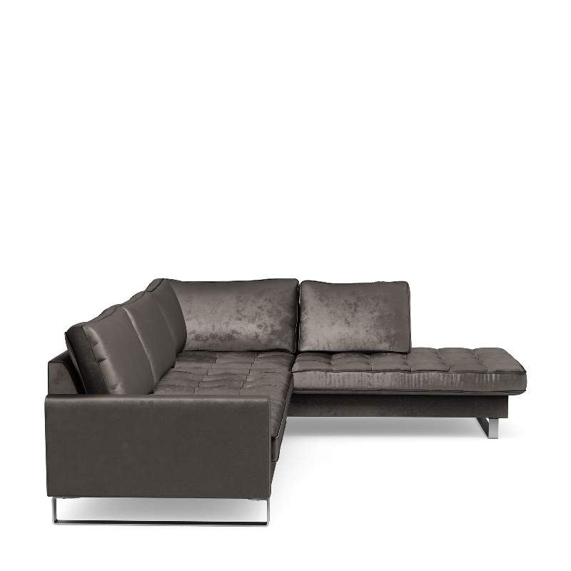 West Houston Corner Sofa Chaise Longue Right, velvet, grimaldi grey