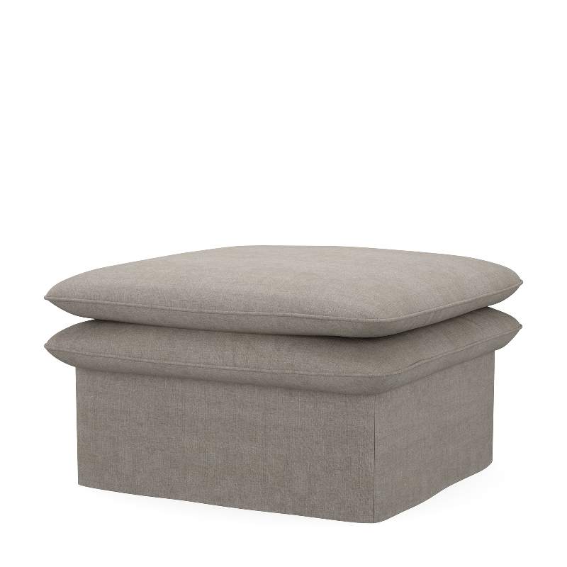 Continental Footstool 105x90, washed cotton, stone