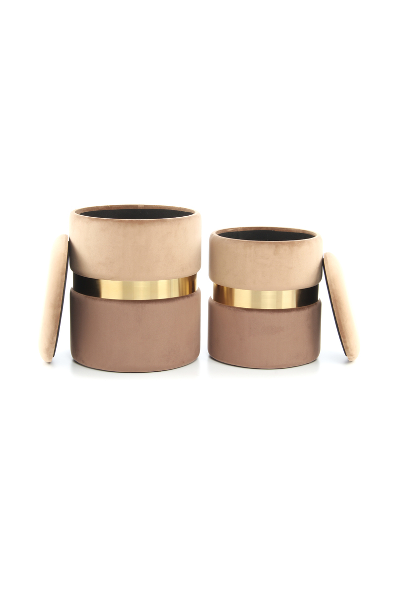 Hocker Zora 125 2-er Set Hellbraun / Gold / Braun