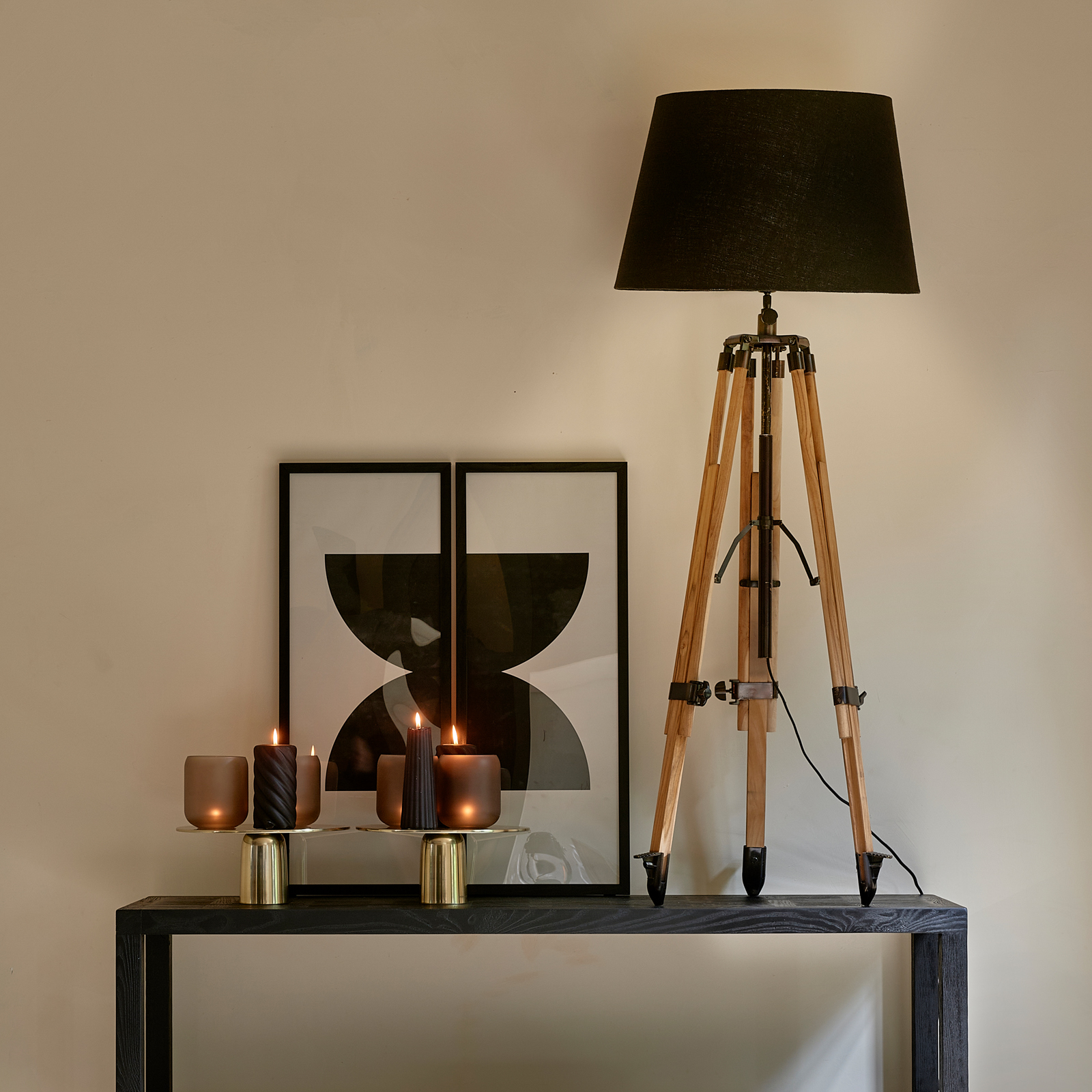 Linen Lampshade all black 42x55