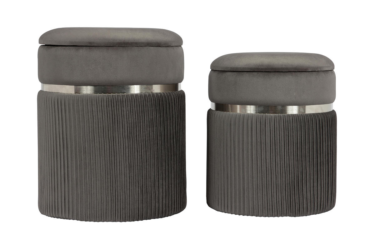 Hocker Zora 325 2er-Set Grau / Silber