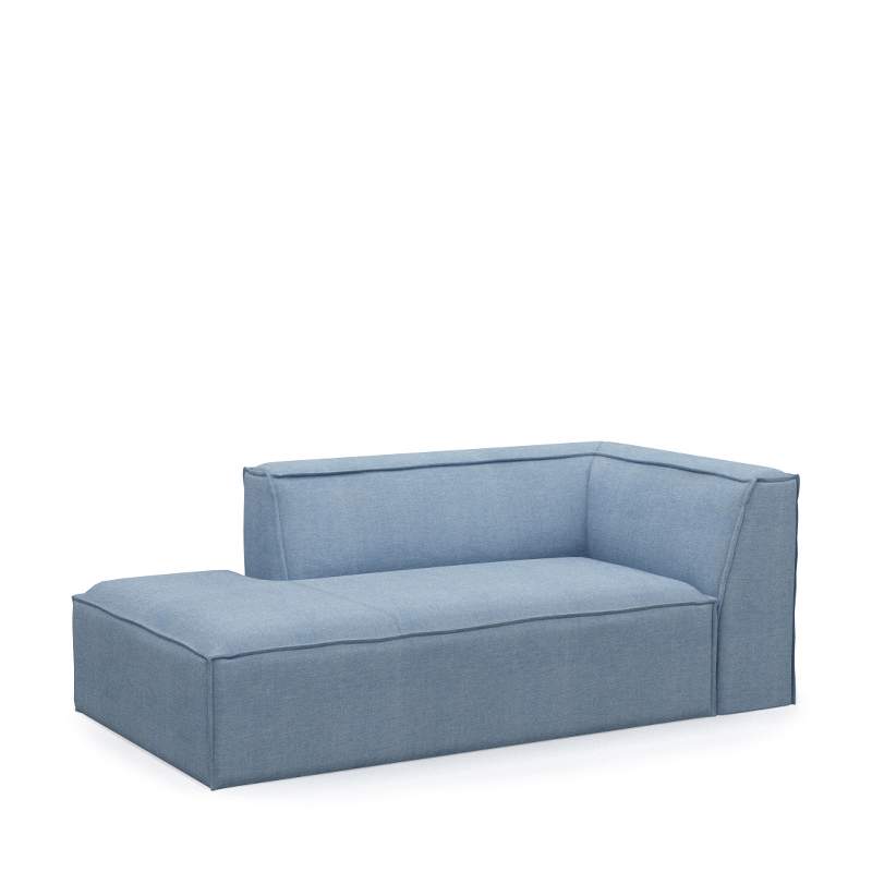 The Jagger Chaise Longue Left, washed cotton, ice blue